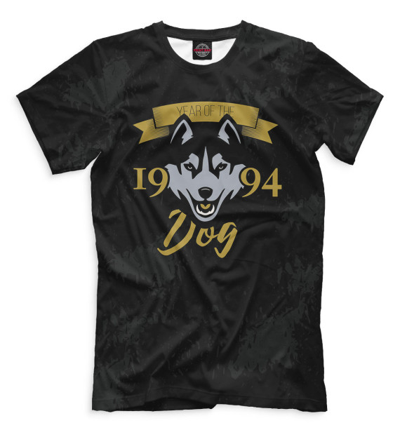 Мужская футболка с изображением Год собаки — 1994 цвета Черный