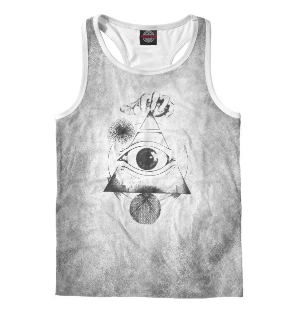 Мужская майка-борцовка с изображением Всевидящее око цвета Белый