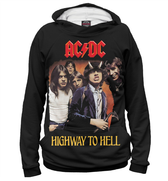 Мужское худи с изображением AC/DC цвета Белый