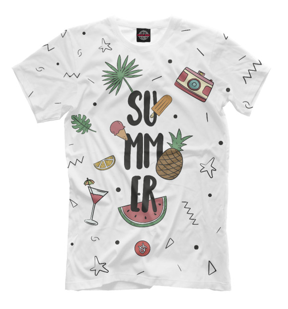 Мужская футболка с изображением Summer Party цвета Молочно-белый