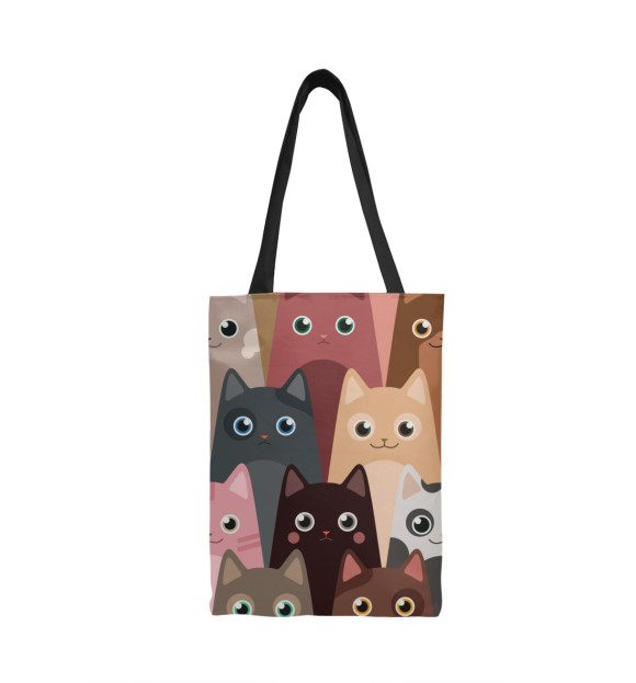Сумка-шоппер с изображением Мультяшные кошки цвета 