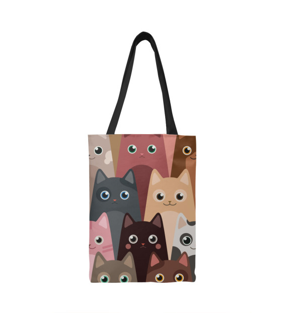 Сумка-шоппер с изображением Мультяшные кошки цвета 