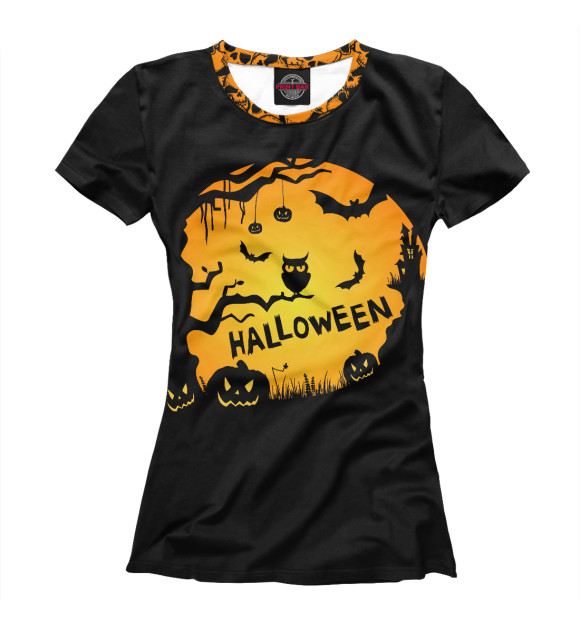 Женская футболка с изображением Halloween цвета Белый