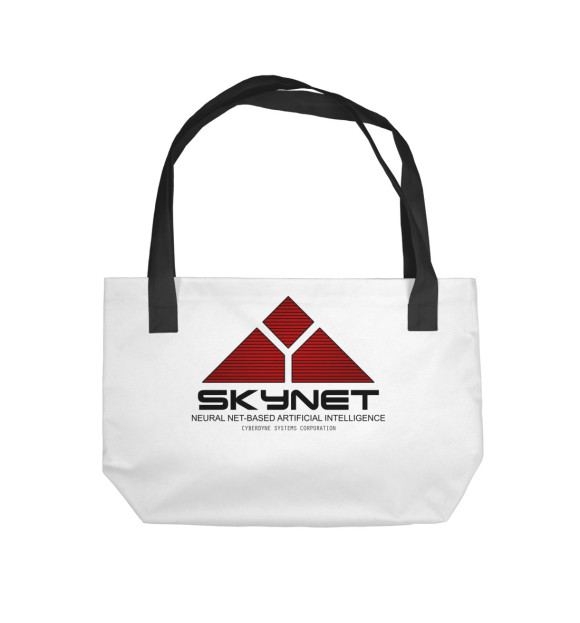 Пляжная сумка с изображением skynet logo white цвета 