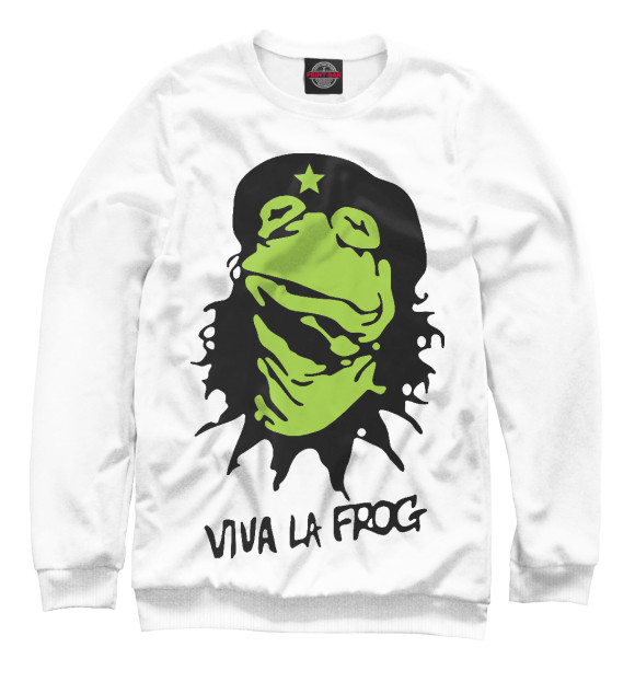 Мужской свитшот с изображением Viva la Frog цвета Белый