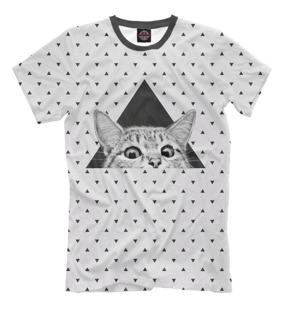 Мужская футболка с изображением Взгляд кота цвета Молочно-белый
