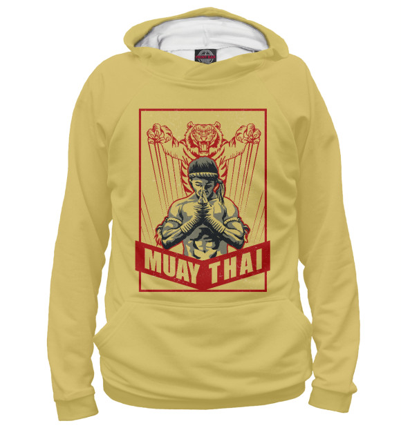 Мужское худи с изображением MUAY THAI цвета Белый