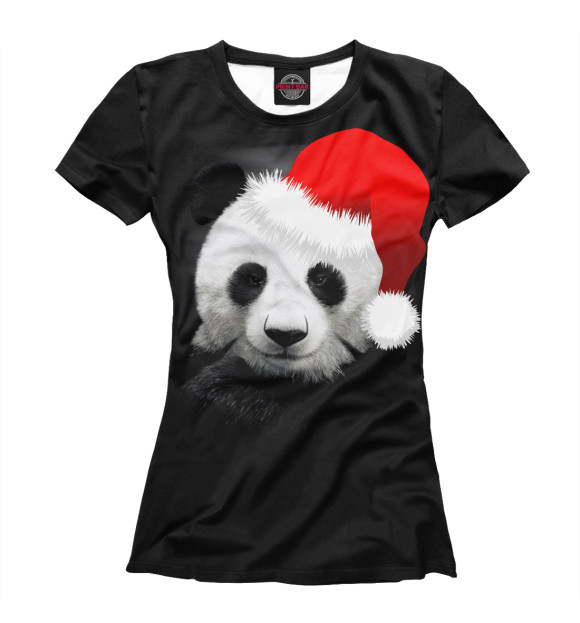Женская футболка с изображением Новогодний Панда цвета Белый