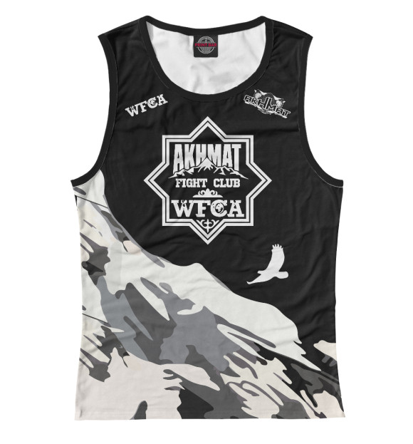 Женская майка с притом Akhmat Fight Club цвета Белый Женская майка с изображением Akhmat Fight Club цвета Белый