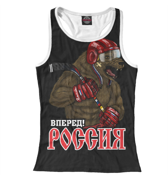 Женская майка-борцовка с изображением Мишка цвета Белый