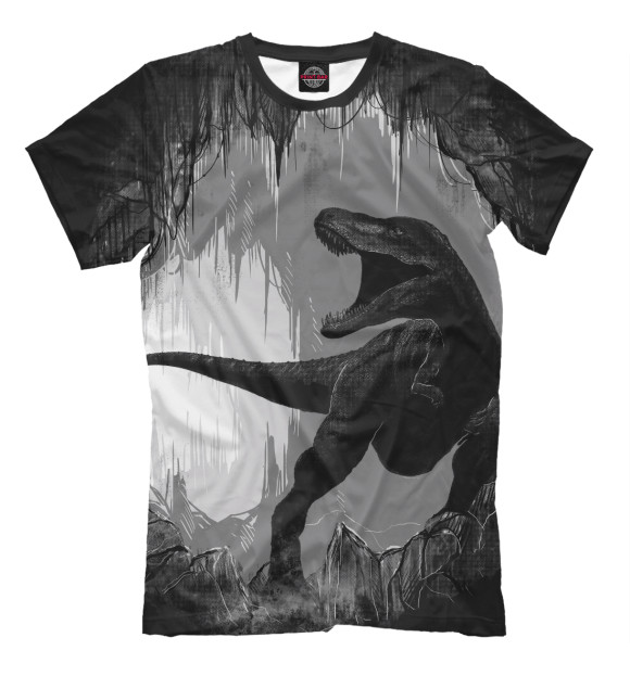 Мужская футболка с изображением Пещера динозавра цвета Молочно-белый