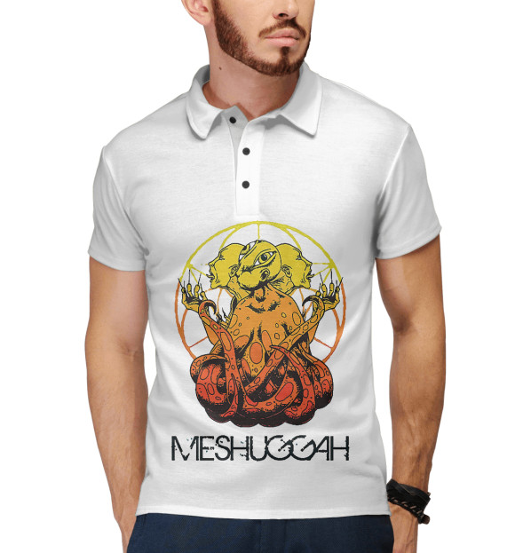 Мужское поло с изображением Meshuggah цвета Белый