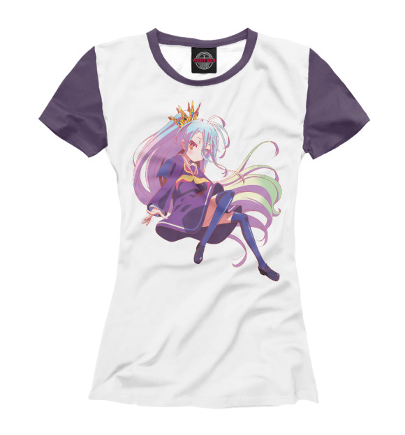 Футболка для девочек с изображением No Game No Life Широ цвета Белый