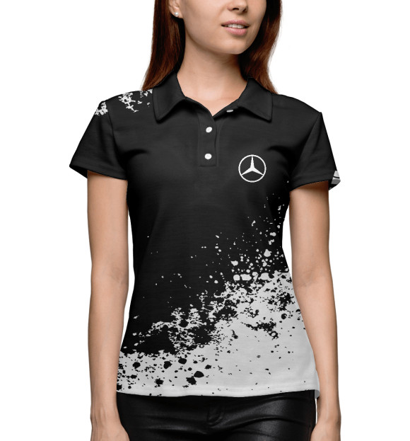 Женское поло с изображением Mercedes-Benz abstract sport uniform цвета Белый