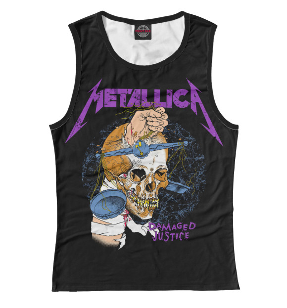 Майка для девочки с изображением Metallica Damaged Justice цвета Белый
