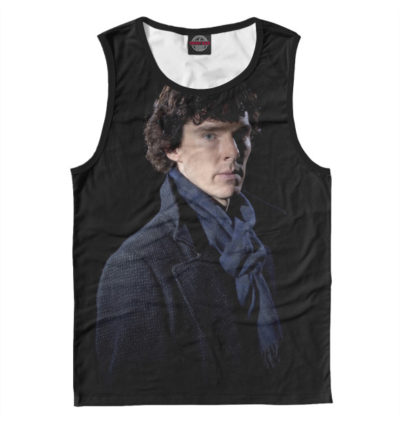 Мужская майка с изображением Sherlock цвета Белый
