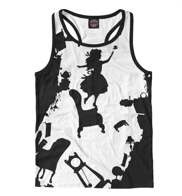 Мужская майка-борцовка с изображением Алиса в стране чудес цвета Р‘РµР»С‹Р№