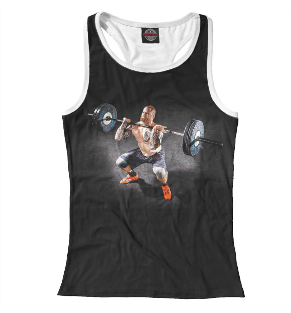 Женская майка-борцовка с изображением Штанга цвета Белый