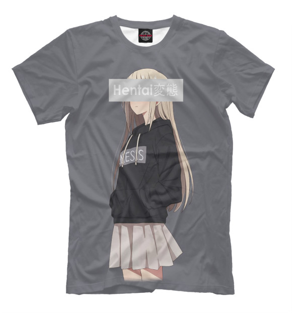 Мужская футболка с изображением Hentai mood цвета Серый