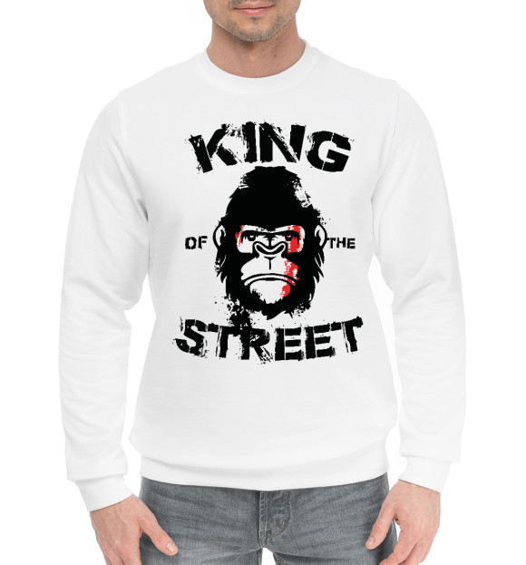 Мужской хлопковый свитшот с изображением Король улиц цвета Белый