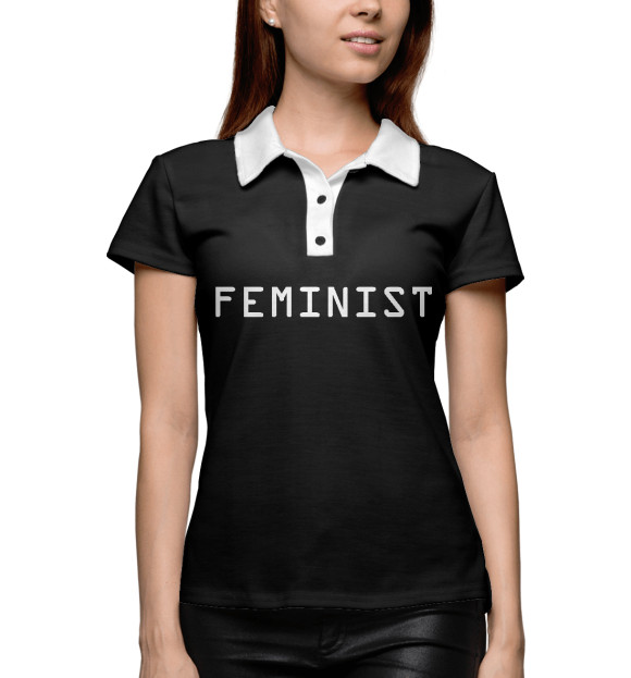 Женское поло с изображением Feminist цвета Белый