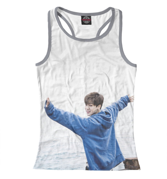 Женская майка-борцовка с изображением Jimin BTS цвета Белый