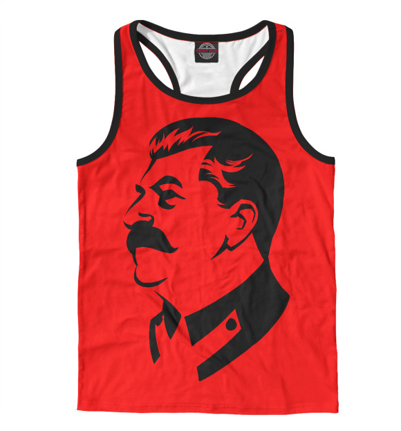 Мужская майка-борцовка с изображением Сталин цвета Белый