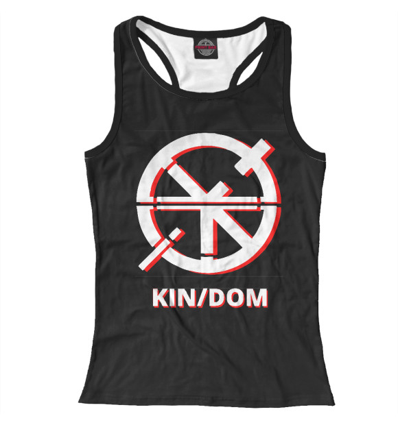 Женская майка-борцовка с изображением KIN/DOM лого чёрный цвета Белый