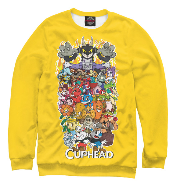 Мужской свитшот с изображением Cuphead цвета Белый