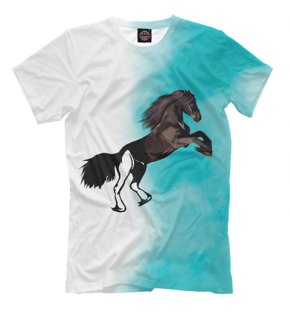Мужская футболка с изображением Horse цвета Молочно-белый