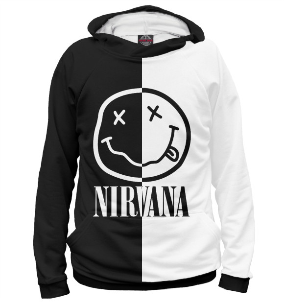 Мужское худи с изображением Nirvana цвета Белый