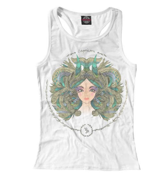 Женская майка-борцовка с изображением Capricorn цвета Белый