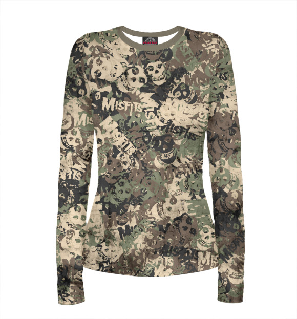 Женский лонгслив с изображением Misfits  камуфляж цвета Белый