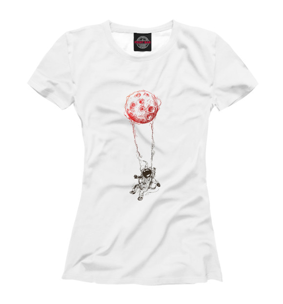 Женская футболка с изображением Футболка - космонавт цвета Белый