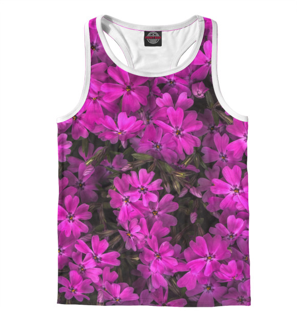 Мужская майка-борцовка с изображением Розовые цветочки цвета Белый