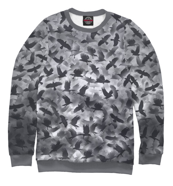 Мужской свитшот с изображением Вороны цвета Белый