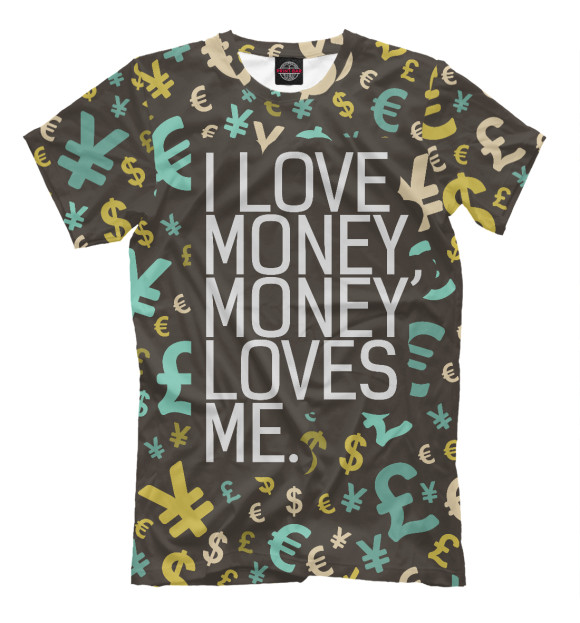 Мужская футболка с изображением I love money цвета Молочно-белый