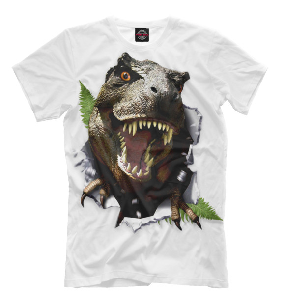 Мужская футболка с изображением Динозавры цвета Молочно-белый