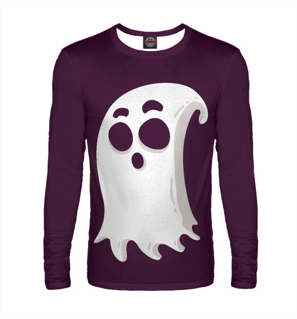 Мужской лонгслив с изображением Привидение цвета Белый