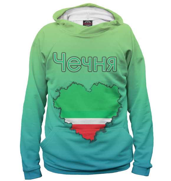 Мужское худи с изображением Чечня цвета Белый