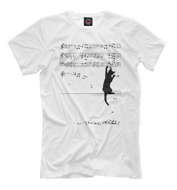 Футболка для мальчиков с изображением Music cat цвета Белый