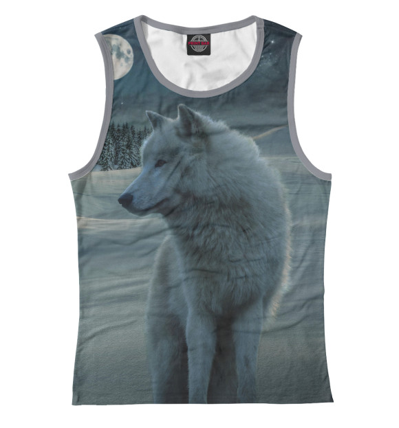 Майка для девочки с изображением Волк цвета Белый