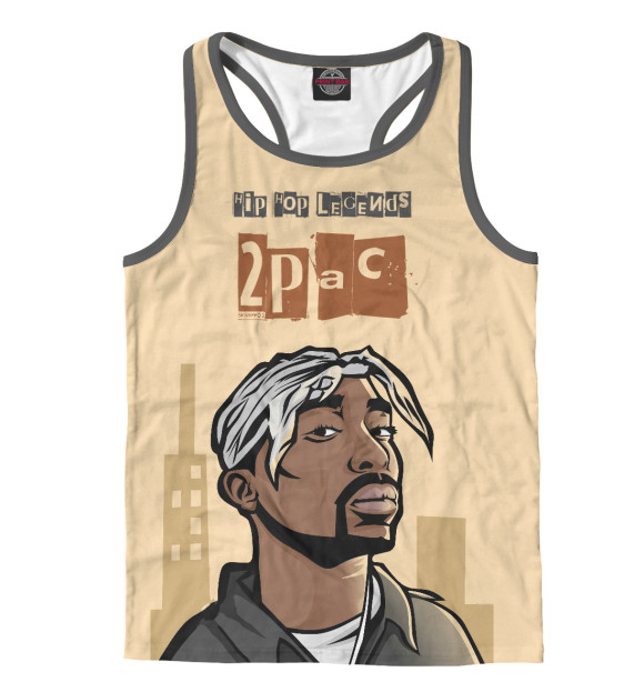 Мужская майка-борцовка с изображением 2pac (GTA Style) цвета Белый