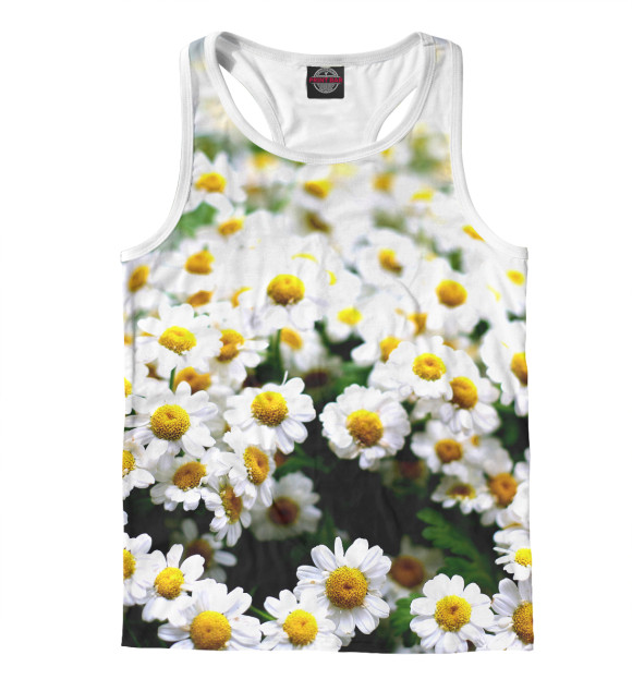 Мужская майка-борцовка с изображением Цветок ромашки цвета Белый