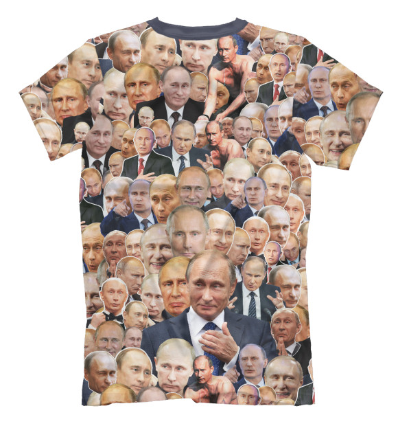 Футболка для мальчиков с изображением Путин коллаж цвета Белый