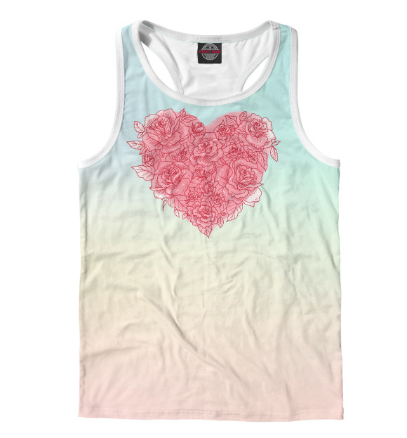 Мужская майка-борцовка с изображением Сердечко цвета Белый