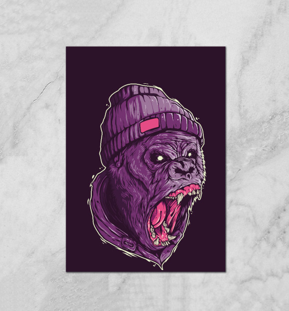 Плакат с изображением Gorilla цвета Белый