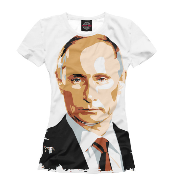 Футболка для девочек с изображением Путин цвета Белый
