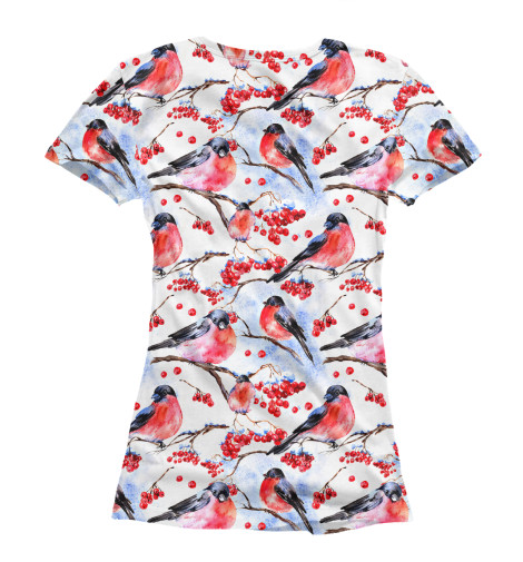

Футболки Print Bar, Белый, Снегири на Ветке
