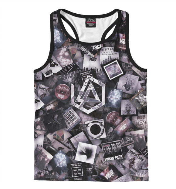 Мужская майка-борцовка с изображением Дискография цвета Белый